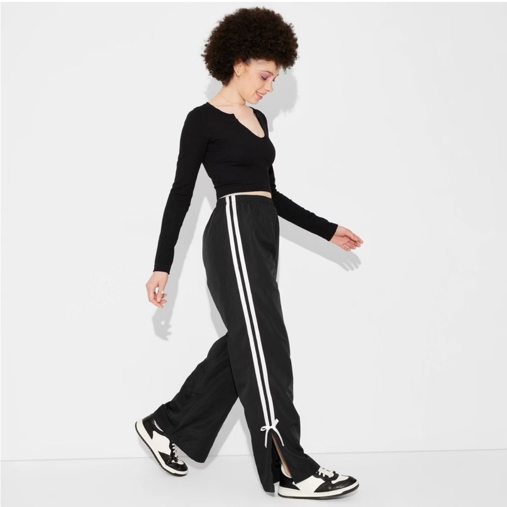 Wild Fable Black Track Pants with White Stripes